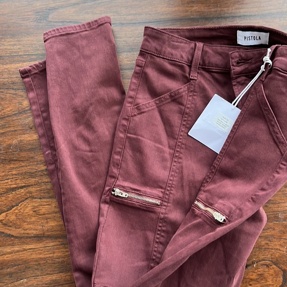 Pistola - Maroon / Burgundy |  Zipper Detail Mid-Rise Skinny Jean- Size: 26 - Picture 11 of 11